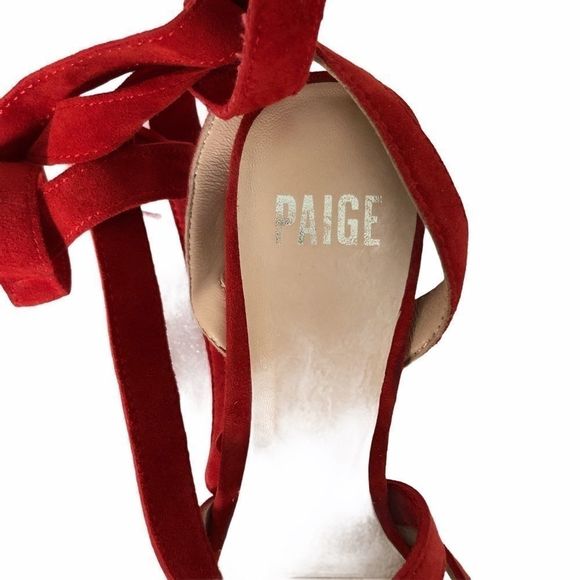 PAIGE suede lace up sandals firecracker red silver - Picture 10 of 15